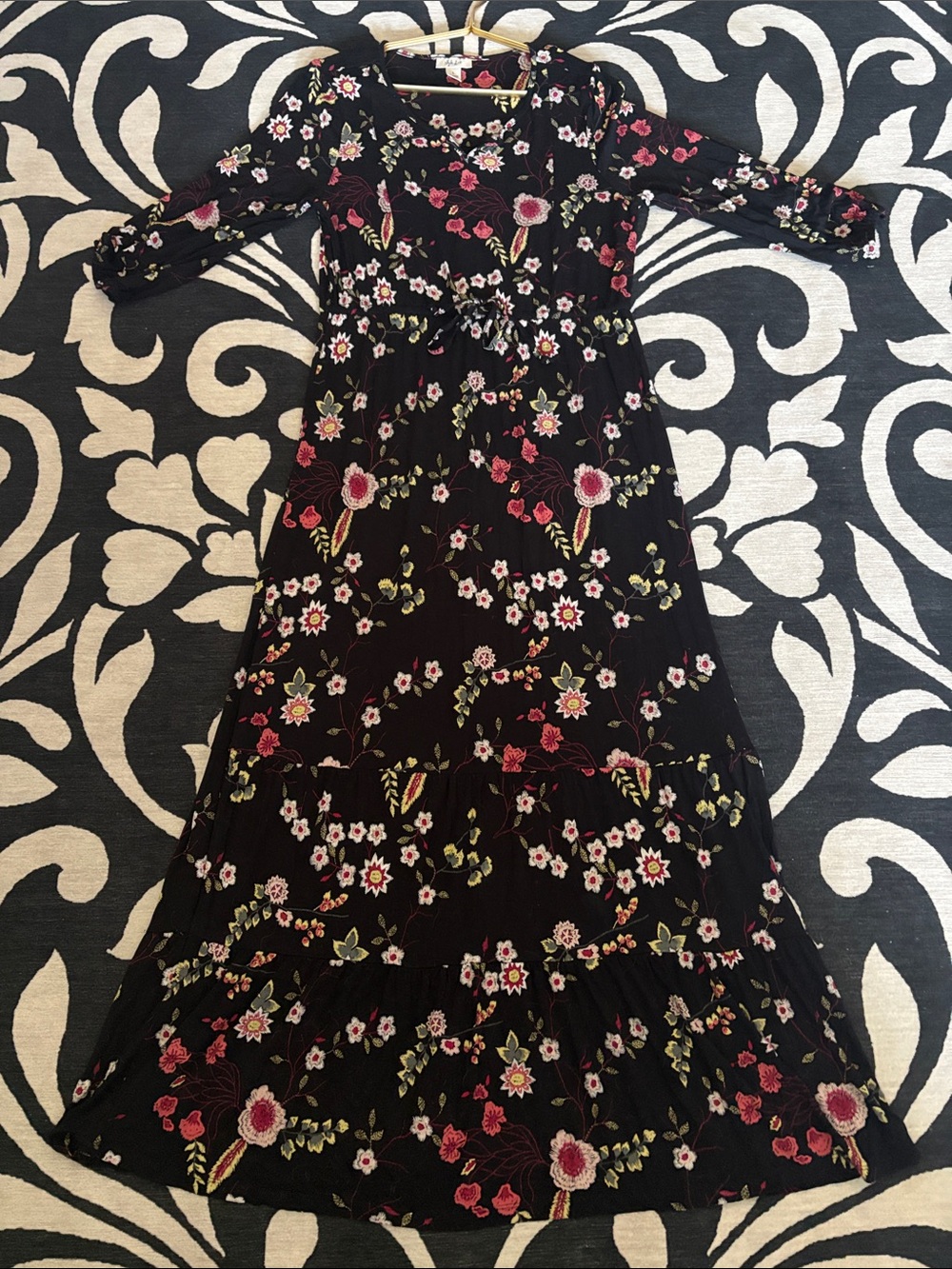 Style & Co. Black Top with Pink Floral Print